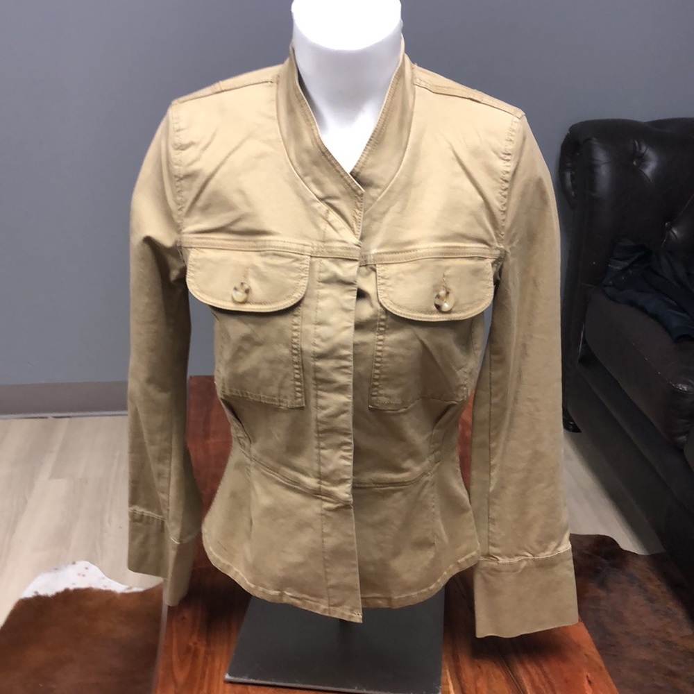 CAbi Tan Utility Jacket with Flap Pockets